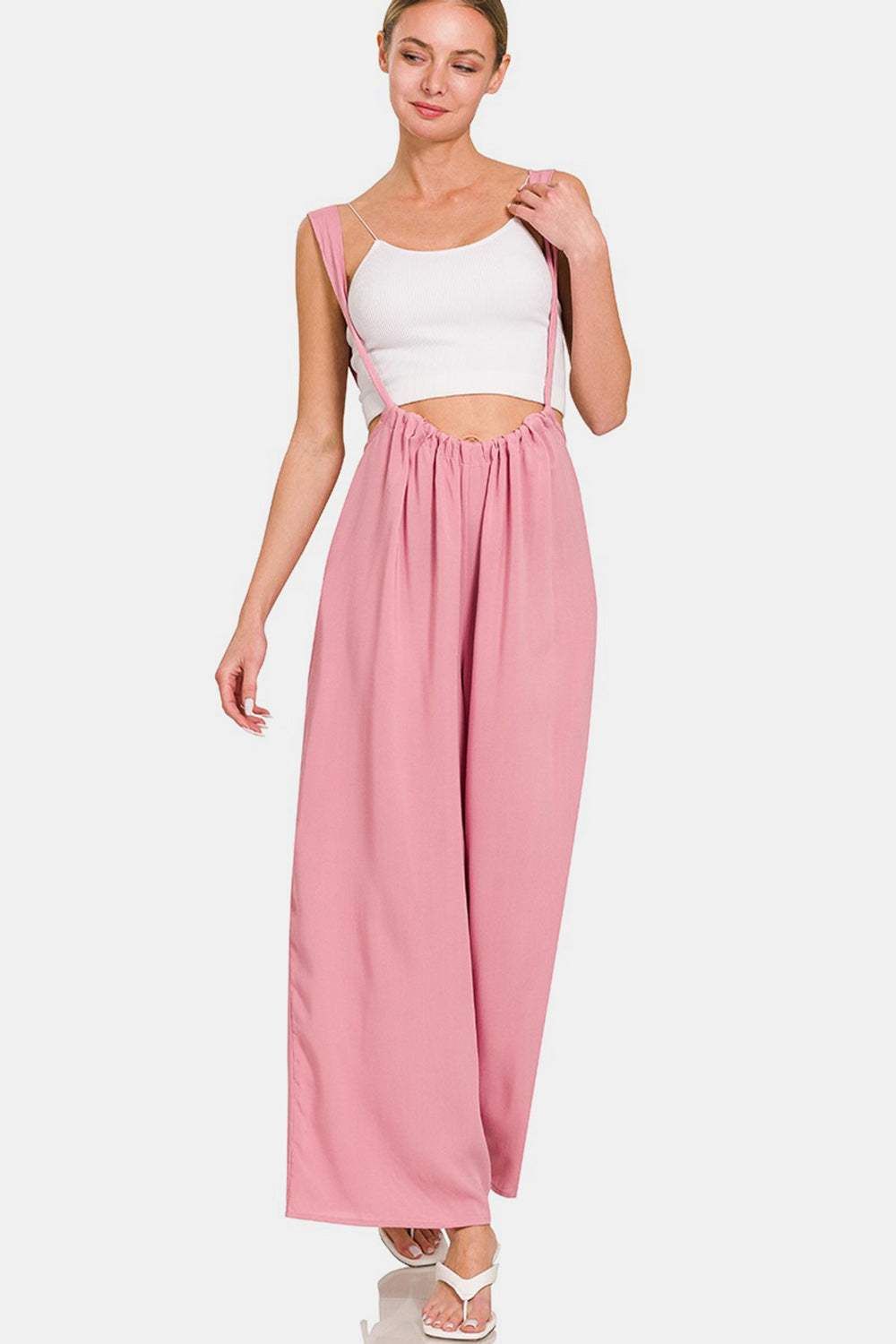 Zenana Pocketed Wide Strap Wide Leg Overalls - Trendsi - Flyclothing LLC
