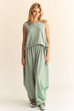 Davi & Dani Drawstring Hem Round Neck Tank and Pants Set - Trendsi