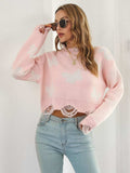 Distressed Butterfly Cropped Sweater - Trendsi - Flyclothing LLC