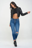 Coalition LA Zip Up Cropped Bomber Jacket - Trendsi