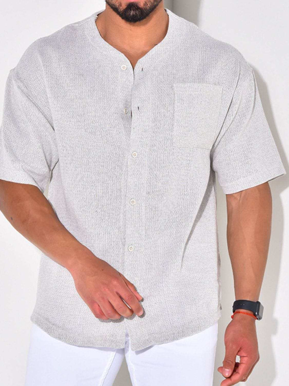 Men's Plus Size Chest Pocket Button Down Shirt - Trendsi - Flyclothing LLC