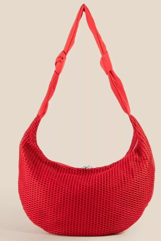 Fame Textured Mesh Knot Shoulder Bag - Trendsi - Flyclothing LLC