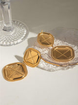 18K Gold-Plated Stainless Steel Square Earrings - Trendsi - Flyclothing LLC
