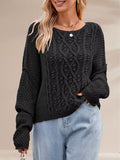 Textured Knit Round Neck Sweater - Trendsi - Flyclothing LLC
