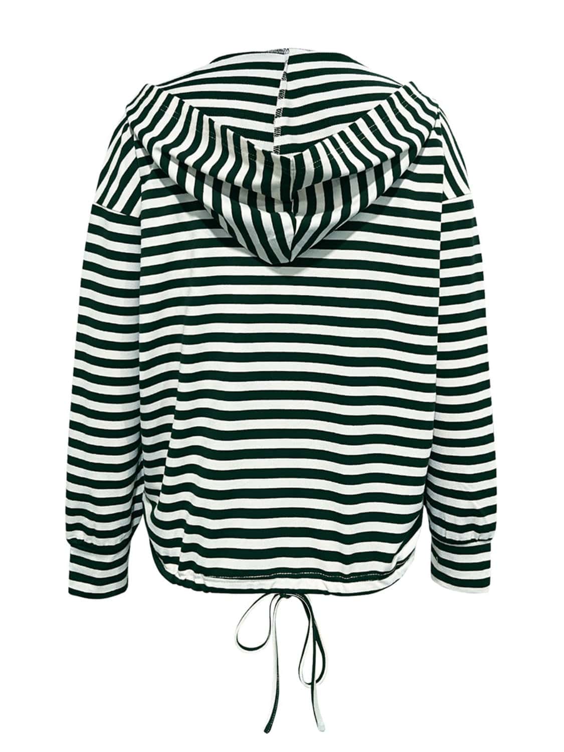 Drawstring Striped Long Sleeve Hoodie - Trendsi - Flyclothing LLC