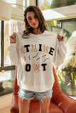 BiBi Baseballs Strikeout Patches French Terry Sweatshirt - Trendsi