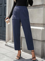 Elastic Waist Pants with Pockets - Trendsi - Flyclothing LLC
