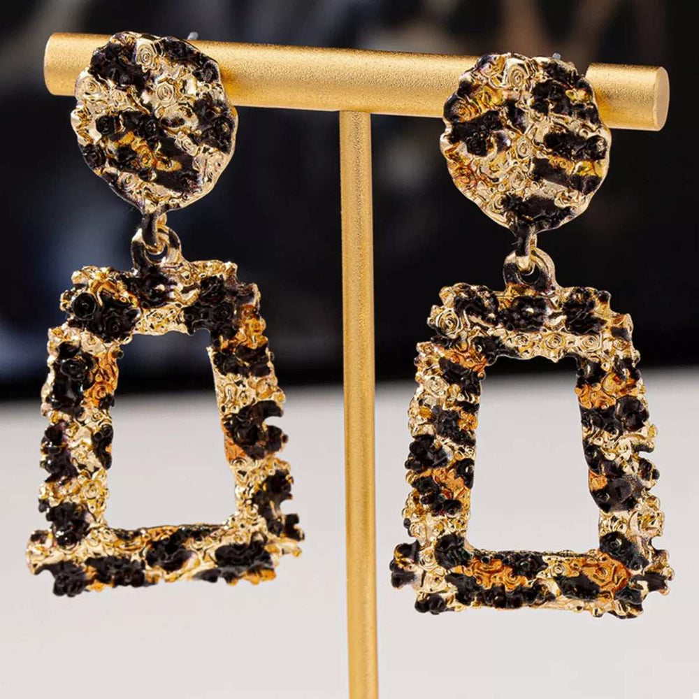 18K Gold-Plated Leopard Dangle Earrings - Trendsi - Flyclothing LLC