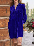High-Low Button Up Long Sleeve Knee Length Dress - Trendsi - Flyclothing LLC