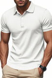 Men's Full Size Ribbed Short Sleeve Polo Plus Size - Trendsi
