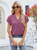 V-Neck Flutter Sleeve T-Shirt - Trendsi - Flyclothing LLC