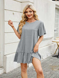 Round Neck Short Sleeve Mini Dress - Trendsi - Flyclothing LLC