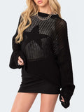 Star Round Neck Long Sleeve Knit Top - Trendsi - Flyclothing LLC
