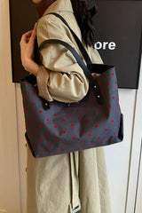 Polyester Bow Polka Dot Tote Bag - Trendsi