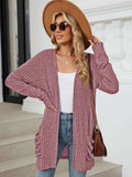 Pocketed Open Front Long Sleeve Cardigan - Trendsi - Flyclothing LLC