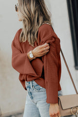 Textured Round Neck Long Sleeve Sweater - Trendsi - Flyclothing LLC