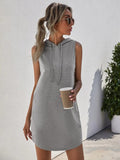 Drawstring Sleeveless Hooded Mini Dress - Trendsi