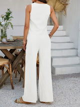 Devine Tied V-Neck Sleeveless Top and Pants Set - Trendsi - Flyclothing LLC