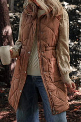 Pocketed Zipper and Button Vest Coat - Trendsi - Flyclothing LLC