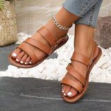 Open Toe Flats Sandals - Trendsi - Flyclothing LLC