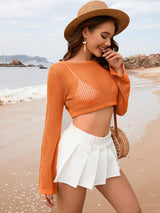 Openwork Long Sleeve Cover-Up - Trendsi - Flyclothing LLC