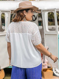 Plus Size Tie Neck Short Sleeve Blouse - Trendsi - Flyclothing LLC