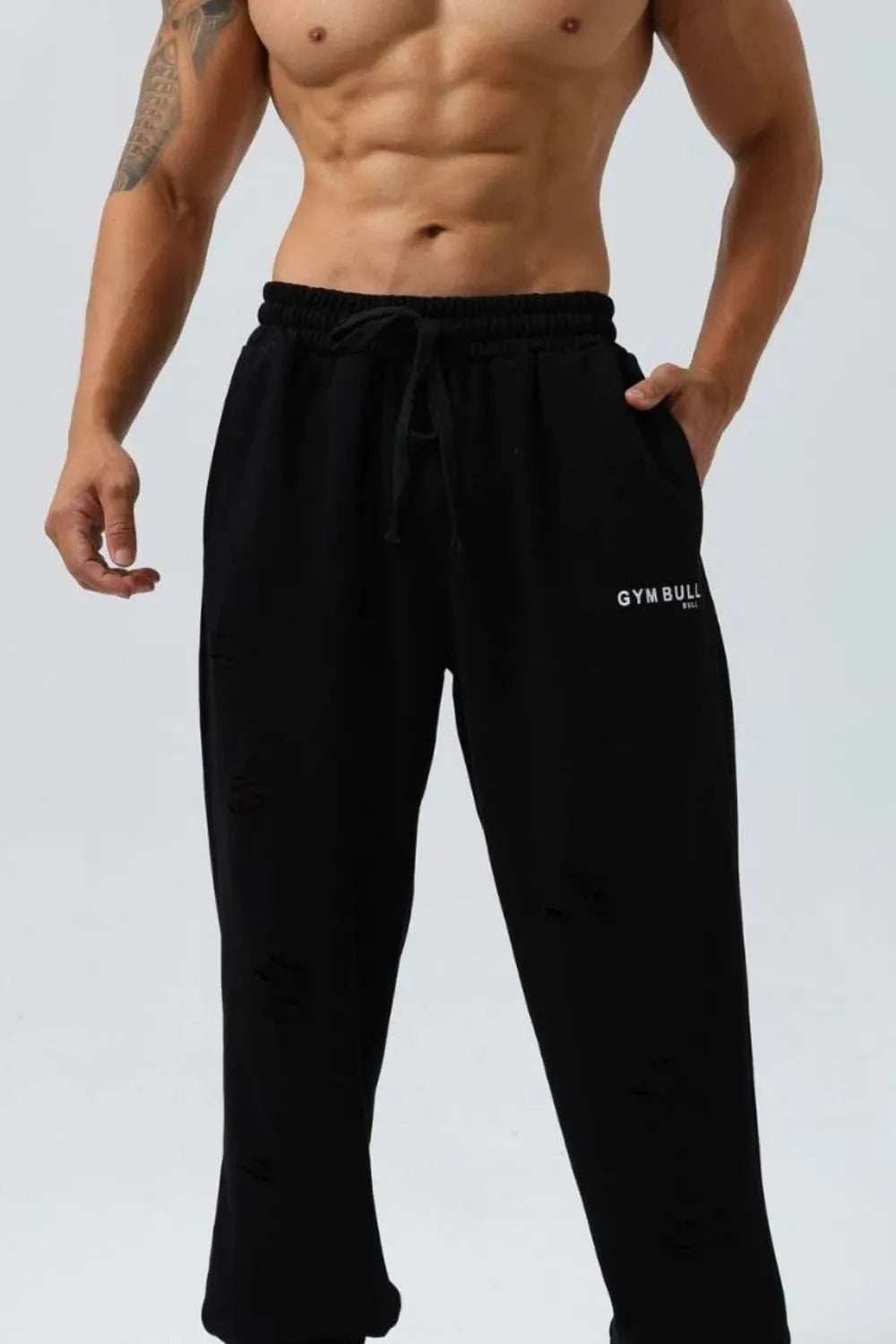 Men's Plus Size Distressed Drawstring Joggers - Trendsi - Flyclothing LLC