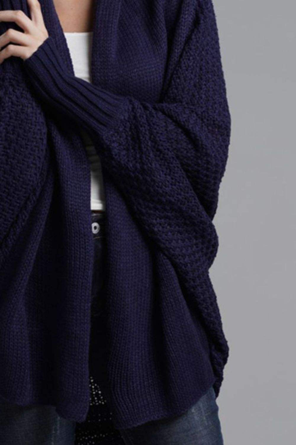 Open Front Batwing Sleeve Cardigan - Trendsi - Flyclothing LLC