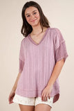 VERY J Oversized Contrast Knit Comfy Casual Top - Trendsi