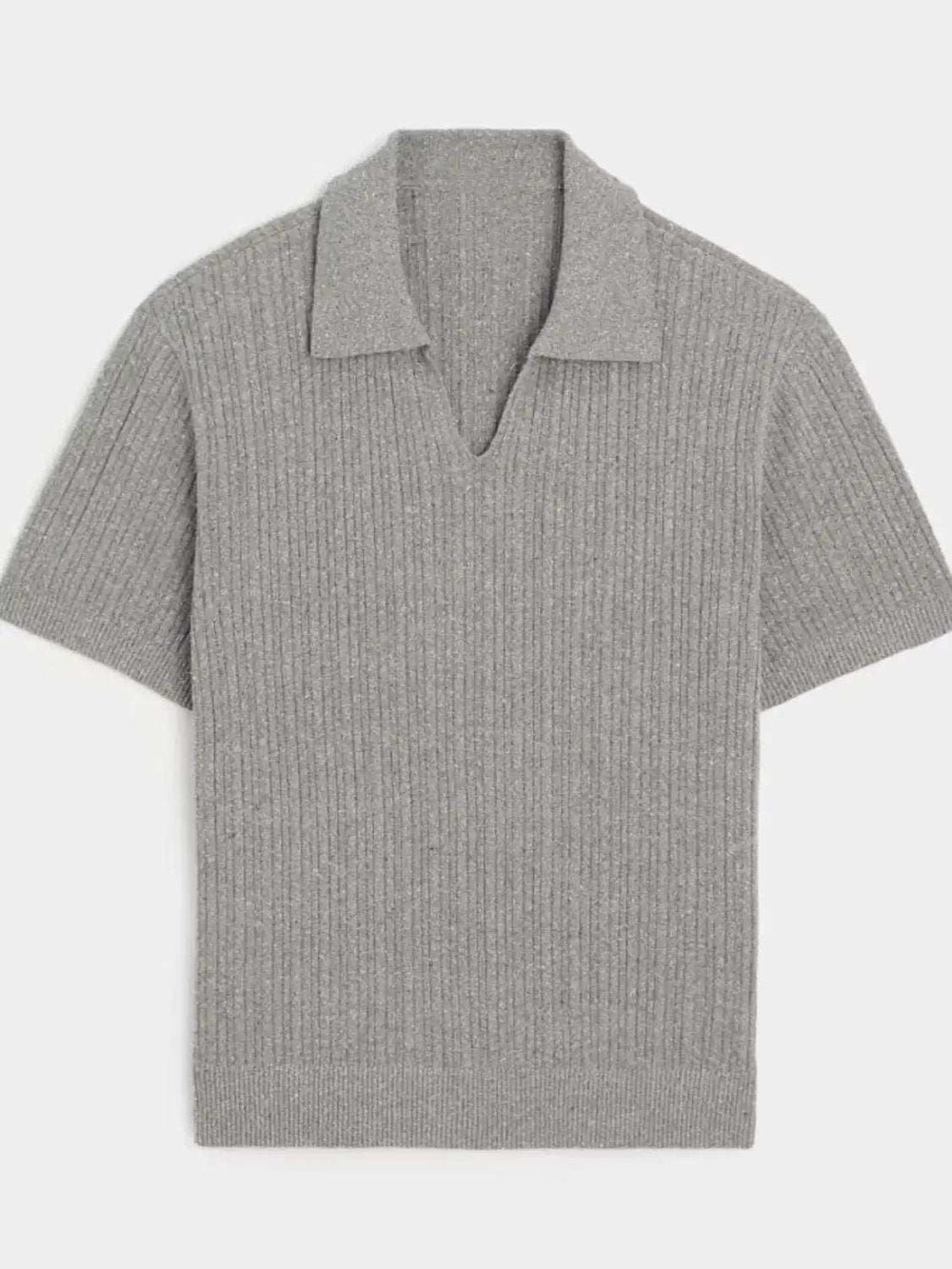 Men's Plus Size Johnny Collar Half Sleeve Knit Polo - Trendsi - Flyclothing LLC