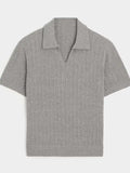 Men's Plus Size Johnny Collar Half Sleeve Knit Polo - Trendsi - Flyclothing LLC