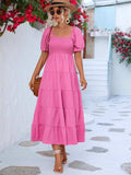 Tiered Smocked Short Sleeve Dress - Trendsi - Flyclothing LLC