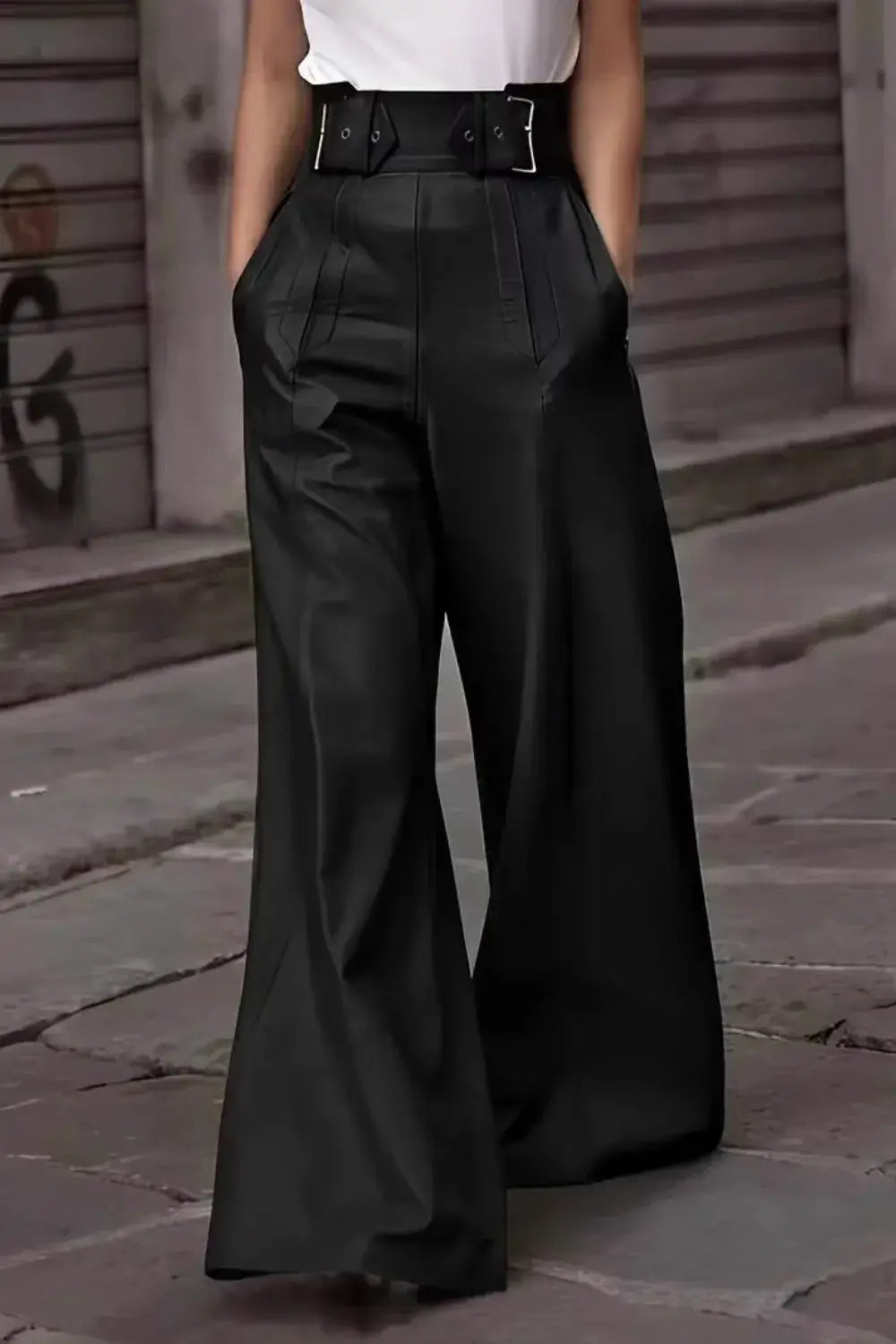 High Waist Wide Flare Pants - Trendsi - Flyclothing LLC