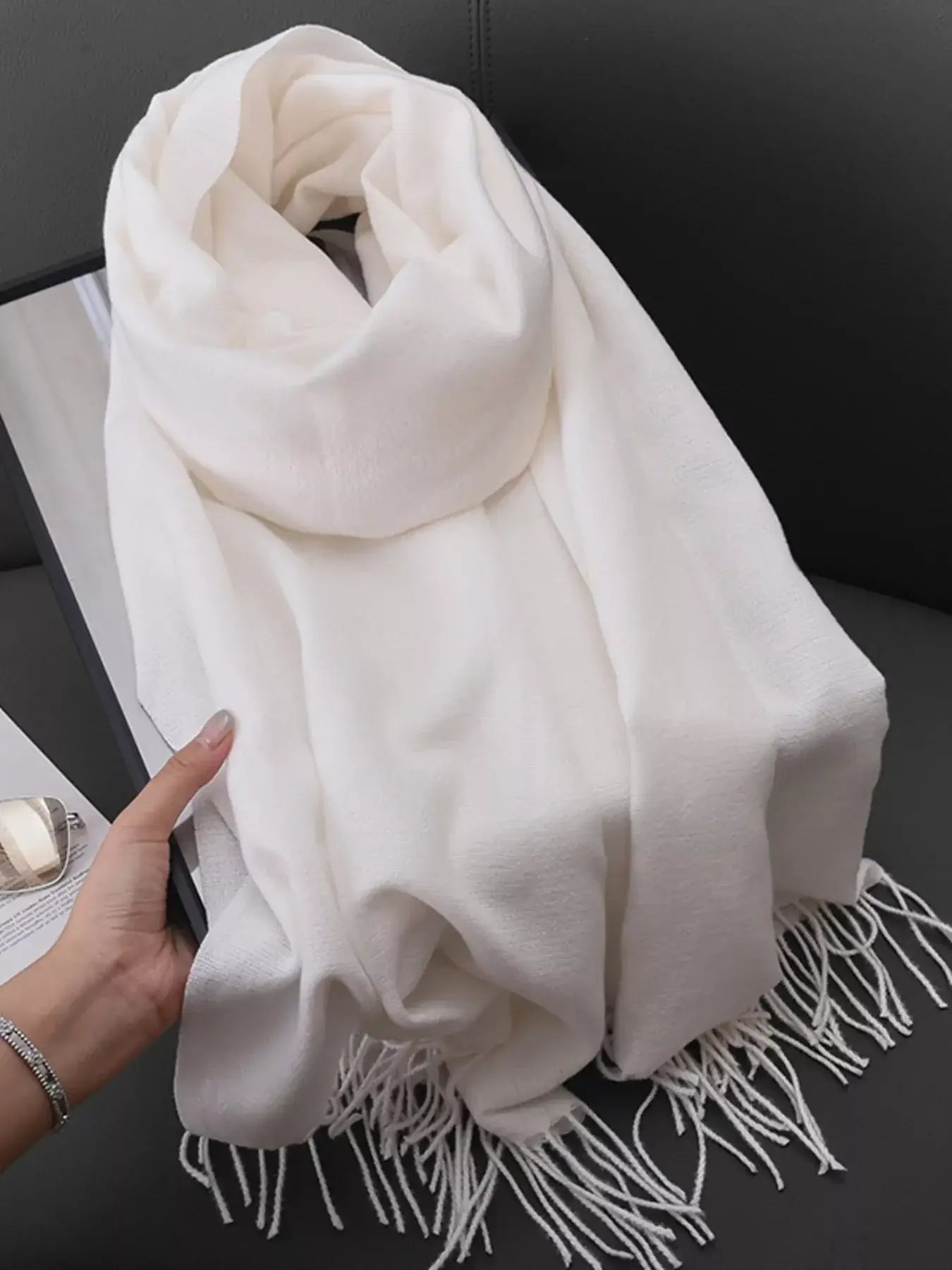 Solid Color Fringe Scarf - Trendsi - Flyclothing LLC