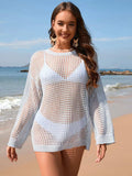 Openwork Dropped Shoulder Long Sleeve Cover-Up - Trendsi - Flyclothing LLC
