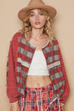 POL Round Neck Long Sleeve Plaid Shirt - Trendsi