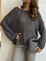 Boat Neck Knit Cover Up with Relaxed Fit - Trendsi - Flyclothing LLC