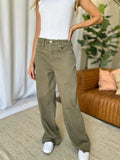 RFM Full Size High Rise Garment Dye Wide Leg  Jeans - Trendsi