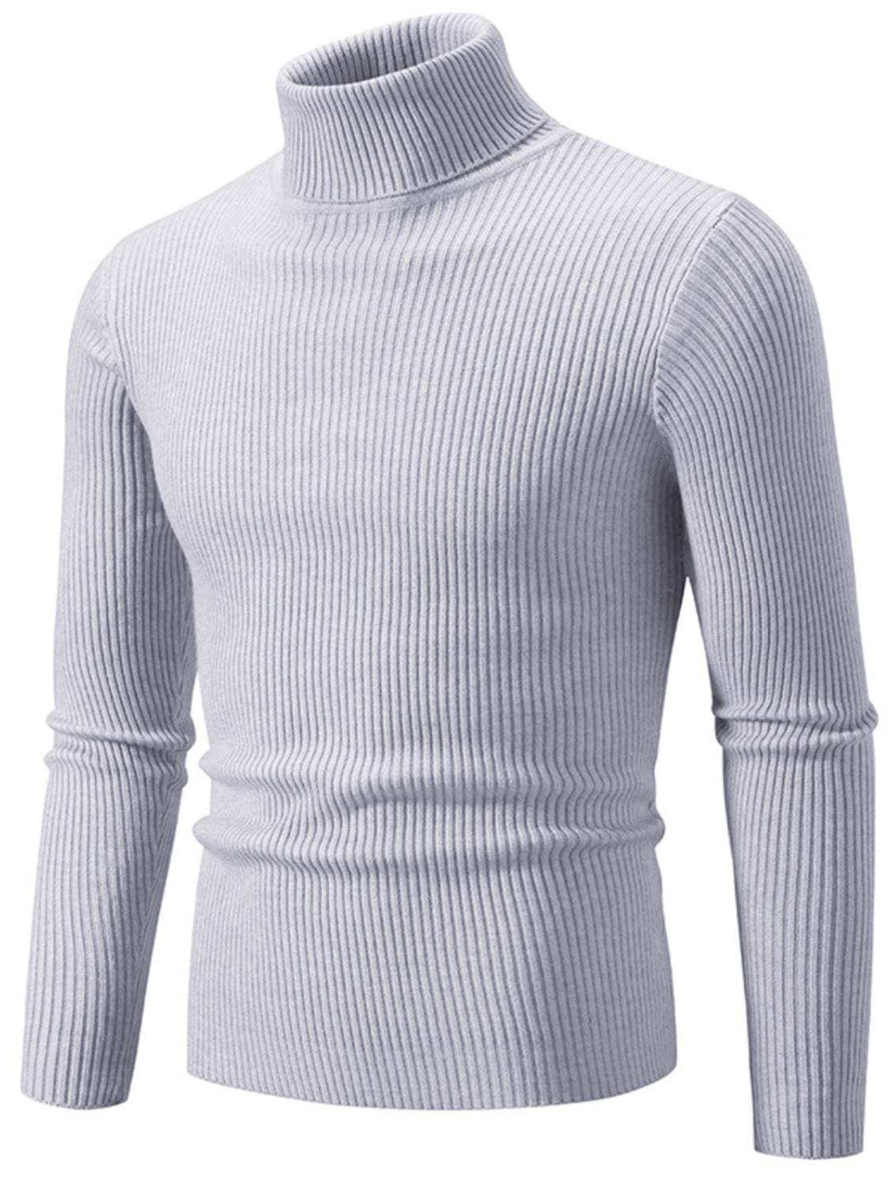 Men's Turtleneck Long Sleeve Ribbed Sweater - Trendsi - Flyclothing LLC