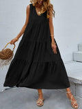 Tiered V-Neck Sleeve Dress - Trendsi - Flyclothing LLC