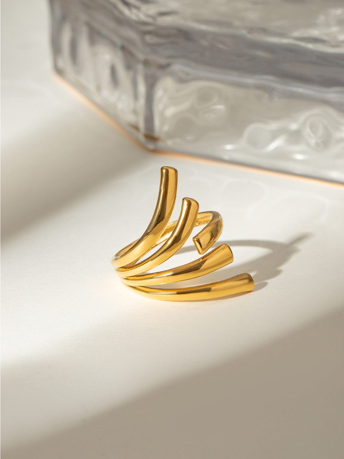 18K Gold-Plated Stainless Steel Irregular Open Ring - Trendsi