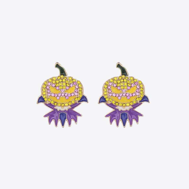Demon Pumpkin Rhinestone Alloy Earrings - Trendsi - Flyclothing LLC