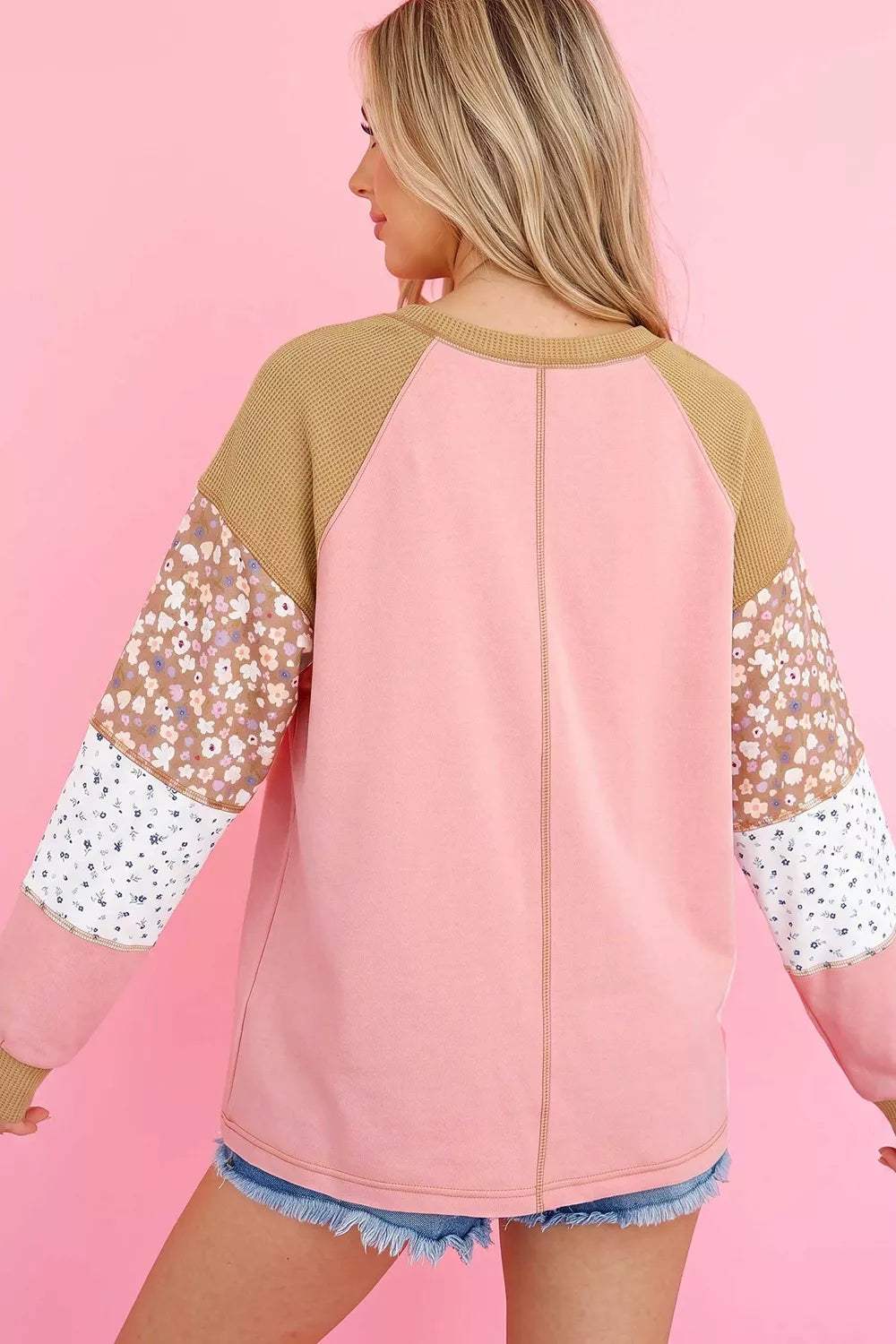 Floral Print Raglan Sleeve Sweatshirt - Trendsi - Flyclothing LLC