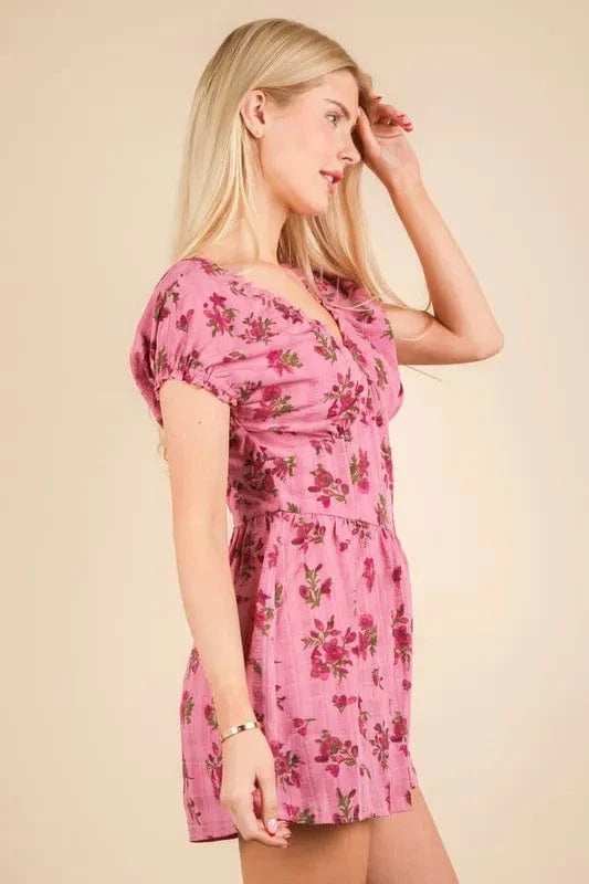 VERY J Floral Printed Ruffle Romper - Trendsi - Flyclothing LLC