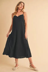 Aemi+Co Side Button Midi Cami Dress - Trendsi - Flyclothing LLC