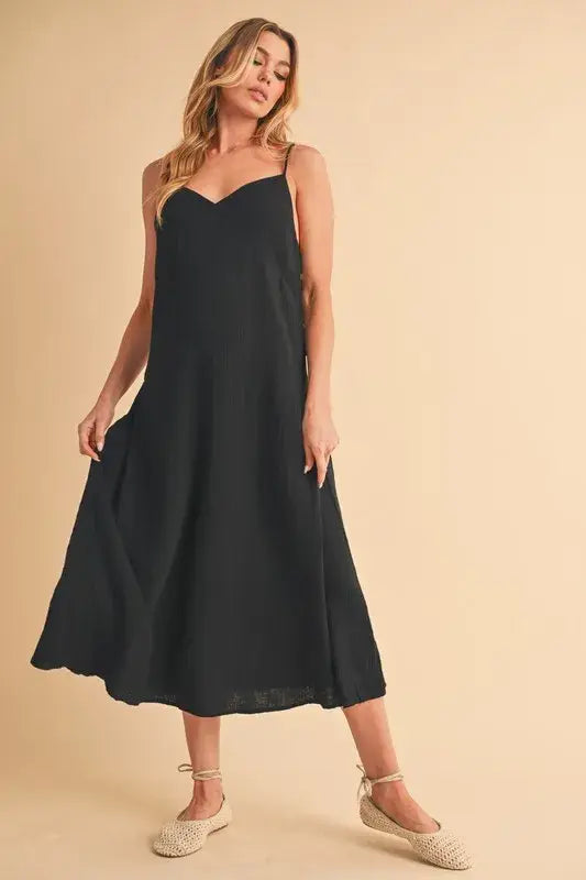 Aemi+Co Side Button Midi Cami Dress - Trendsi - Flyclothing LLC