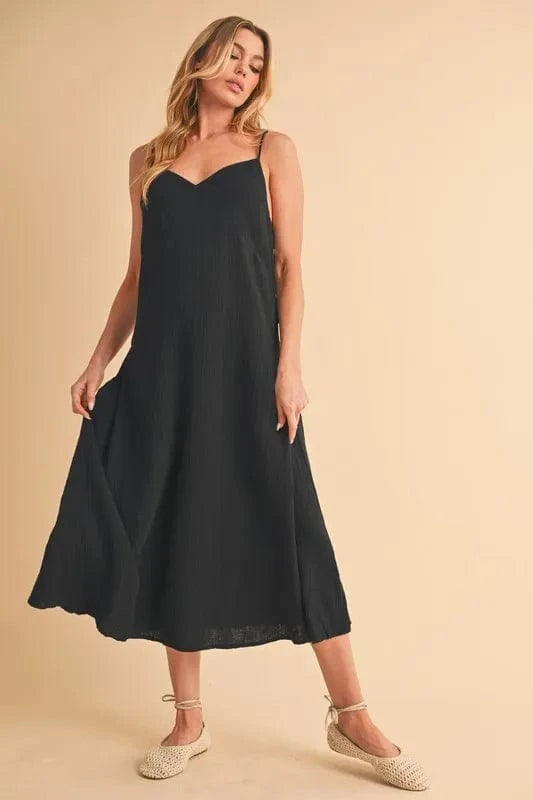 Aemi+Co Side Button Midi Cami Dress - Trendsi