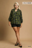 Umgee Full Size Floral Velvet Blouse with Balloon Sleeves Plus Size - Trendsi - Flyclothing LLC