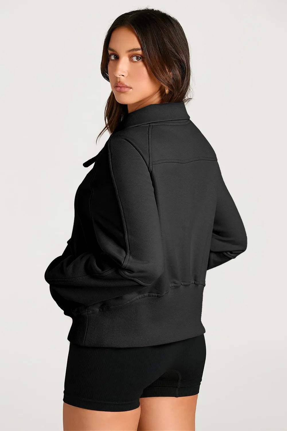 Half Zip Long Sleeve Sweatshirt - Trendsi - Flyclothing LLC