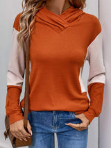 Perfee Contrast Long Sleeve Hoodie - Trendsi - Flyclothing LLC